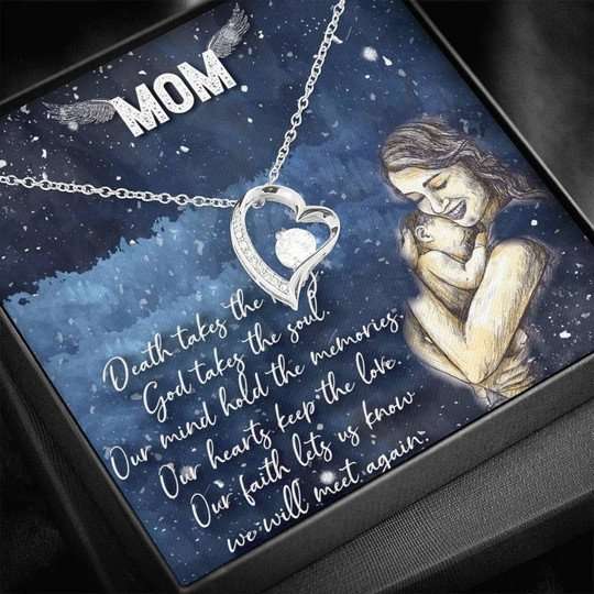 Mom Necklace, Son Gift For Mom Forever Love Necklace We Will Meet Again Gifts for Mother (Mom) Rakva