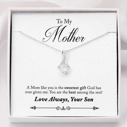 Mom Necklace, Son Gift For Mom Gifts Message Card Luxury Alluring Beauty Necklace Gifts for Mother (Mom) Rakva