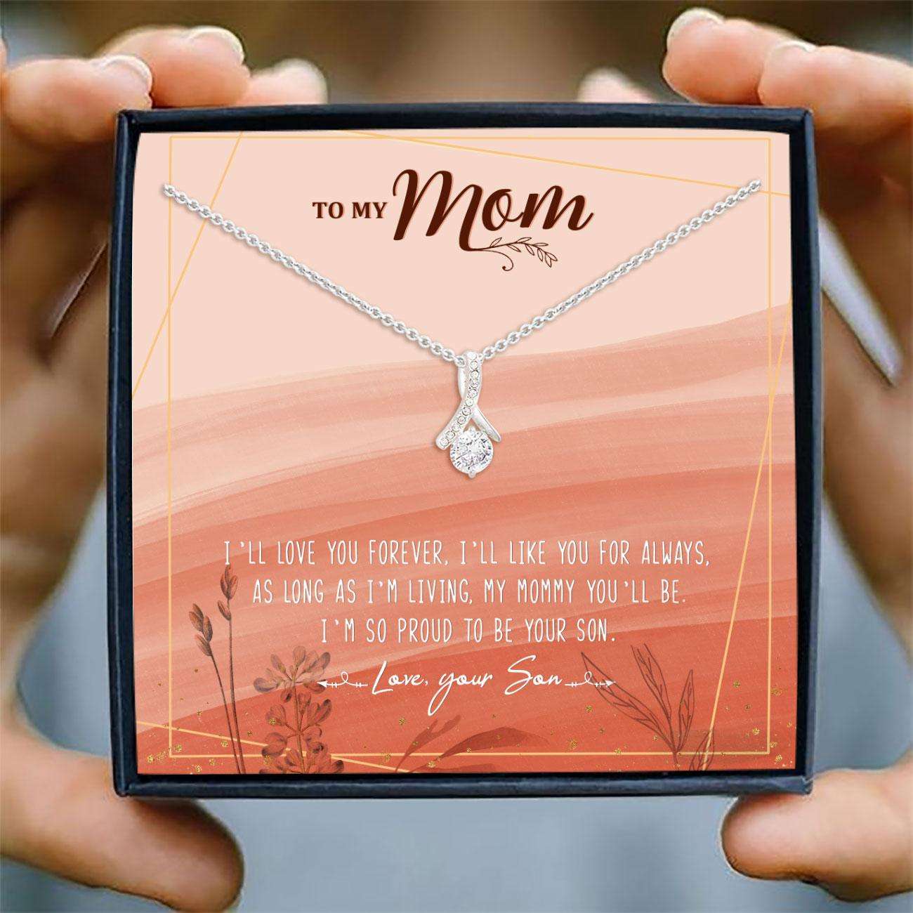 Mom Necklace, Son To Mom Necklace Card “ Alluring Beauty Necklace, Jewelry Gifts For Mom V1 Gifts for Mother (Mom) Rakva