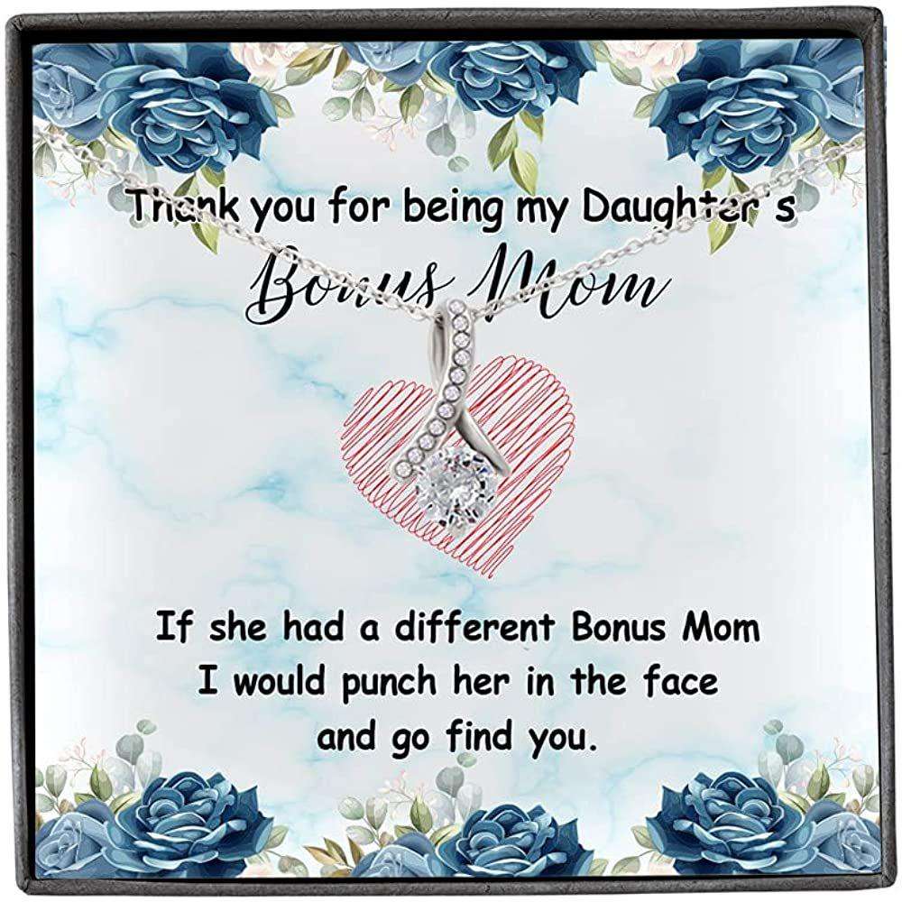 Mom Necklace, Stepmom Necklace, Biological Mom Necklace, To Bonus Mom Gift, Thank You For Being My Daughter Gifts For Daughter Rakva