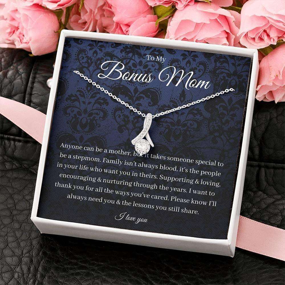 Mom Necklace, Stepmom Necklace, Bonus Mom Necklace Gift, Stepmom Mother In Law Wedding Gift From Bride Gifts for Mother (Mom) Rakva