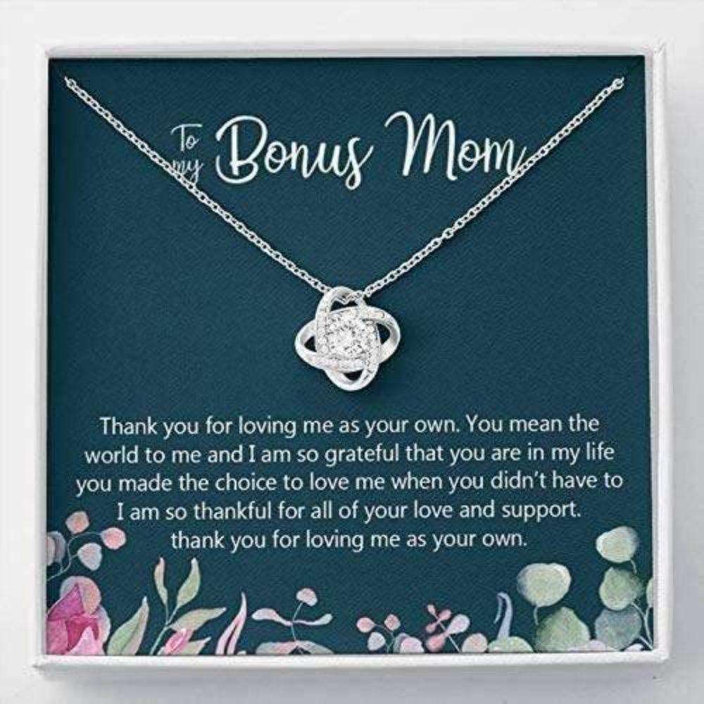 Mom Necklace, Stepmom Necklace, To My Bonus Mom Necklace Gift “ Thank You For Loving Me As Your Own Gifts for Mother (Mom) Rakva