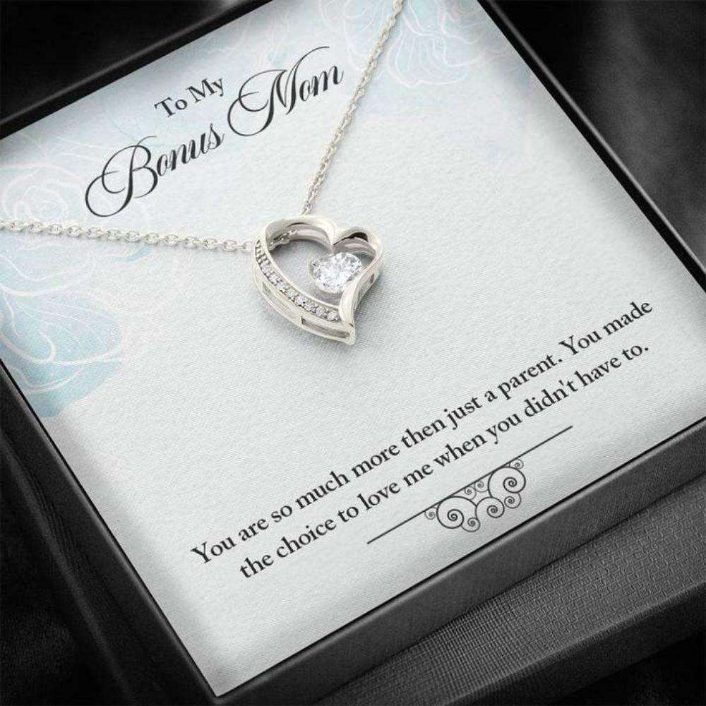 Mom Necklace, Stepmom Necklace, To My Bonus Mom Œchoice-So” Heart Necklace Gift Gifts for Mother (Mom) Rakva