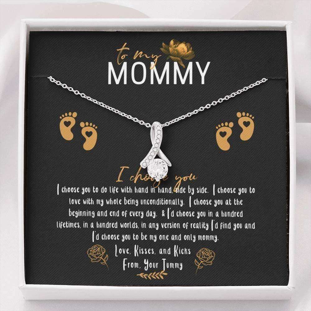 Mom Necklace, Stepmom Necklace, To My Mommy Necklace, I Love Your From Your Tummy “ Pregnancy Baby Bump Gifts For Mom To Be (Future Mom) Rakva