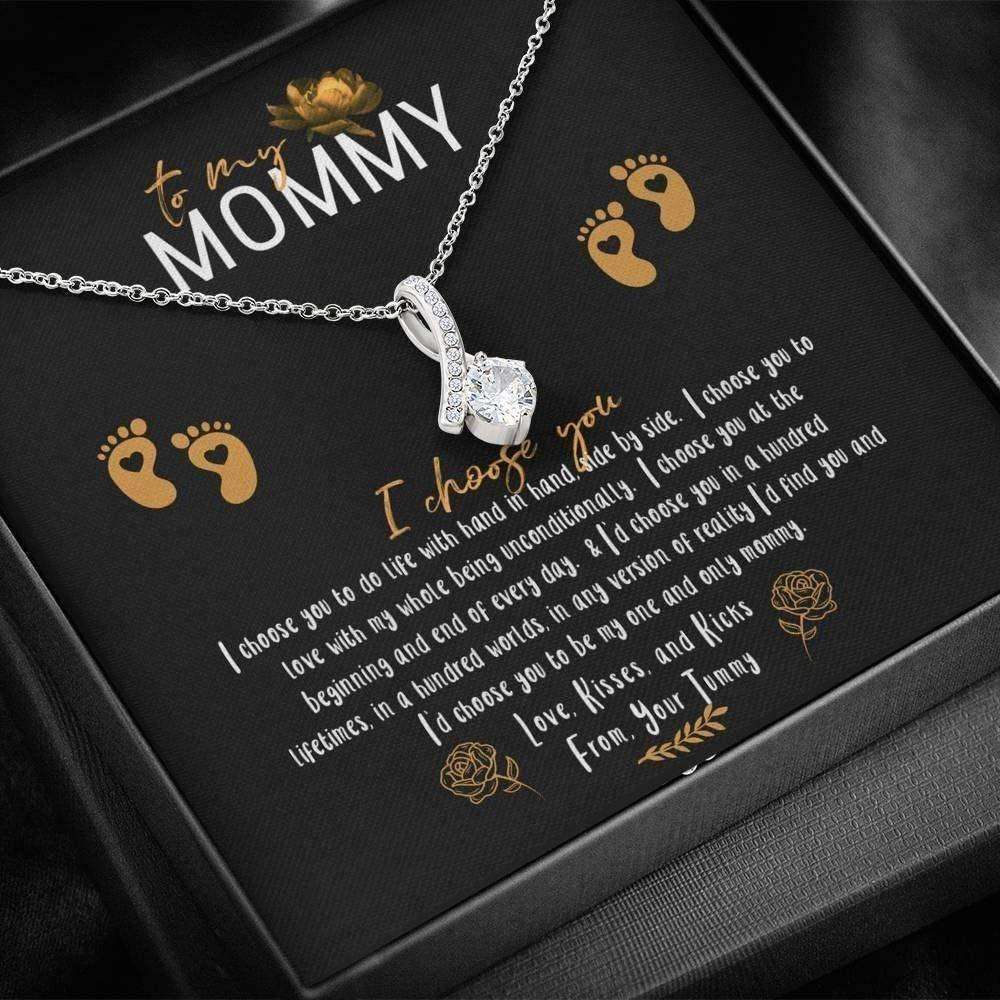 Mom Necklace, Stepmom Necklace, To My Mommy Necklace, I Love Your From Your Tummy “ Pregnancy Baby Bump Gifts For Mom To Be (Future Mom) Rakva