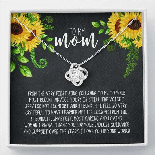 Mom Necklace, Sunflower Gift For Mom Love Knot Necklace I Love You Beyond Words Gifts for Mother (Mom) Rakva