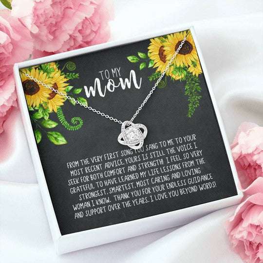 Mom Necklace, Sunflower Gift For Mom Love Knot Necklace I Love You Beyond Words Gifts for Mother (Mom) Rakva