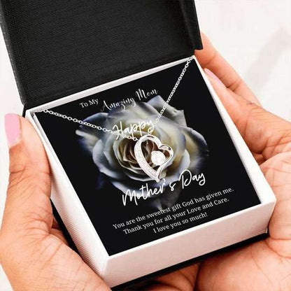 Mom Necklace, Thank For All You Do White Rose Forever Love Necklace For Mom Gifts for Mother (Mom) Rakva