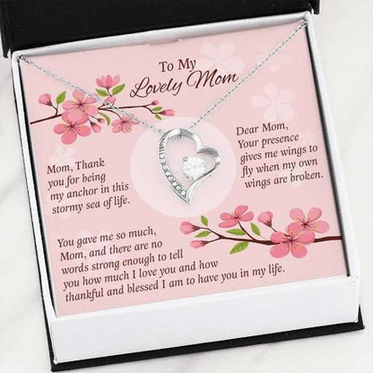 Mom Necklace, Thank For Being My Anchor Cherry Blossom Forever Love Necklace For Mom Gifts for Mother (Mom) Rakva