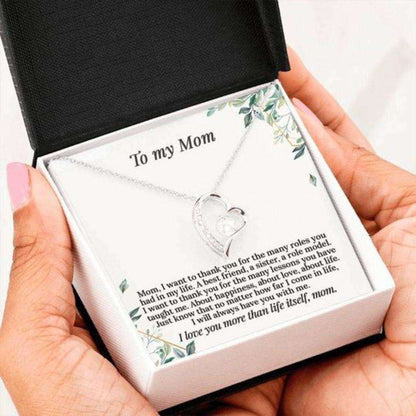 Mom Necklace, Thank For The Many Rules You Had In My Life Forever Love Necklace Gift For Mom Gifts for Mother (Mom) Rakva