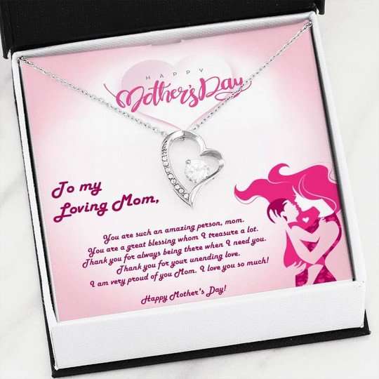 Mom Necklace, Thank For Your Unending Love Forever Love Necklace Gift For Mom Gifts for Mother (Mom) Rakva