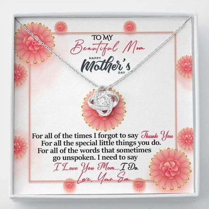 Mom Necklace, Thank You For All The Times Flowers Son Gift For Mom Love Knot Necklace Gifts for Mother (Mom) Rakva