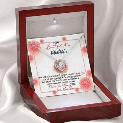 Mom Necklace, Thank You For All The Times Flowers Son Gift For Mom Love Knot Necklace Gifts for Mother (Mom) Rakva