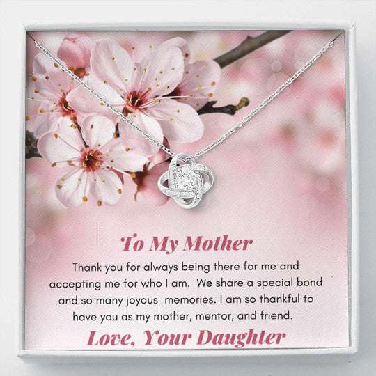 Mom Necklace, Thank You For Being There For Me Gift For Mom Peach Blossom Love Knot Necklace Gifts for Mother (Mom) Rakva