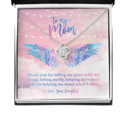 Mom Necklace, Thank You For Letting Me Grow With My Wings Necklace Gifts for Mother (Mom) Rakva