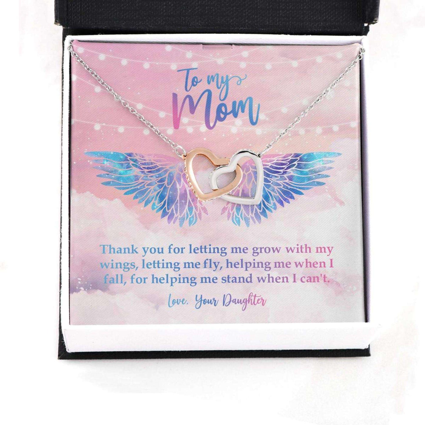 Mom Necklace, Thank You For Letting Me Grow With My Wings Necklace Gifts for Mother (Mom) Rakva