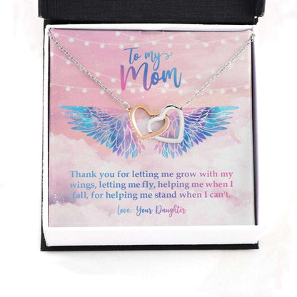 Mom Necklace, Thank You For Letting Me Grow With My Wings Necklace Gifts for Mother (Mom) Rakva