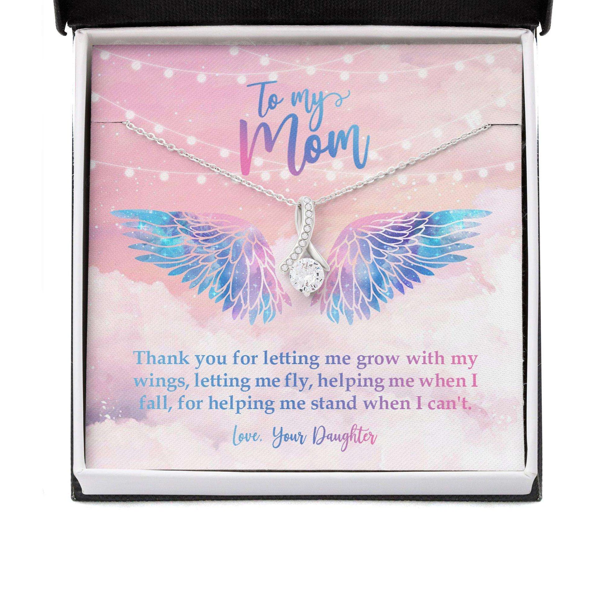 Mom Necklace, Thank You For Letting Me Grow With My Wings Necklace Gifts for Mother (Mom) Rakva