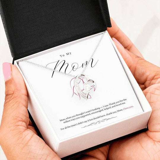 Mom Necklace, Thank You For Milion Ways You Supported Forever Love Necklace For Mom Gifts for Mother (Mom) Rakva