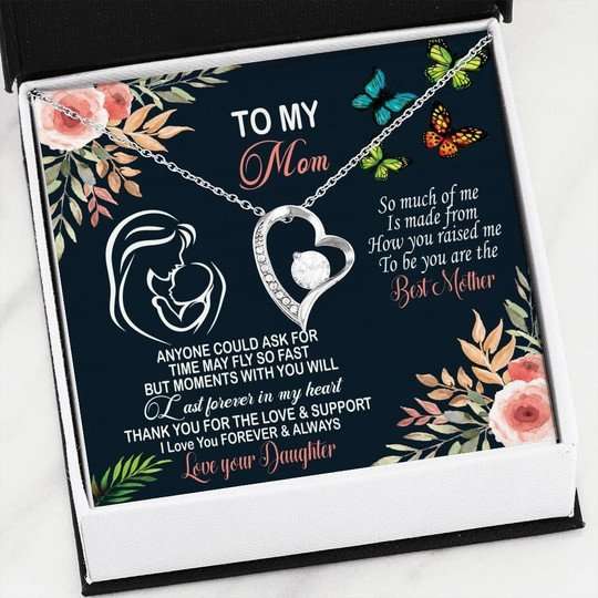 Mom Necklace, Thank You For The Love And Support Daughter Gift For Mom Forever Love Necklace Gifts For Daughter Rakva