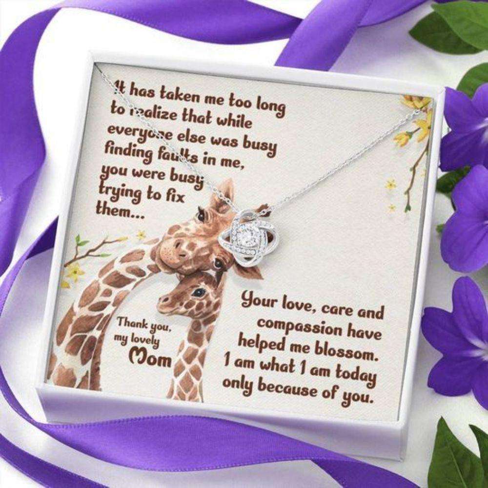 Mom Necklace, Thank You Giraffe Love Knot Necklace Gifts For Mom Gifts for Mother (Mom) Rakva