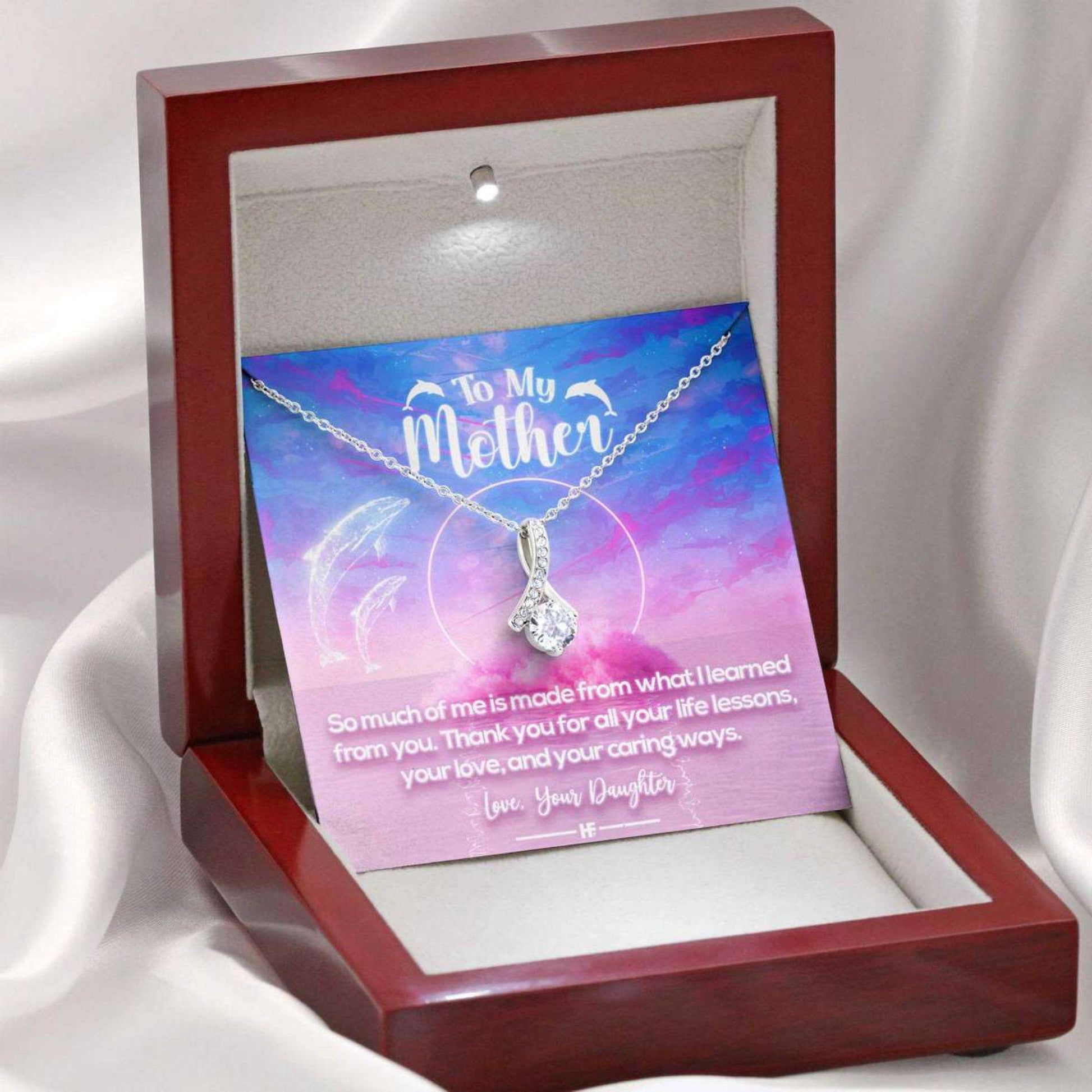 Mom Necklace, Thank You Mom For All Your Life Lessons Alluring Beauty Necklaces Gifts for Mother (Mom) Rakva