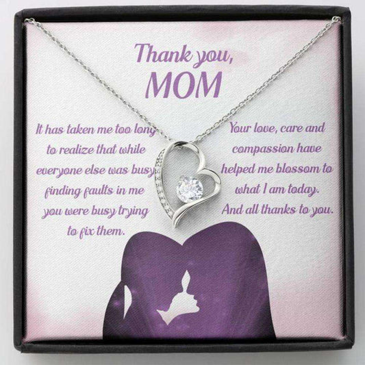 Mom Necklace, Thank You Mom Œblossom Pb” Heart Necklace Gift Gifts for Mother (Mom) Rakva