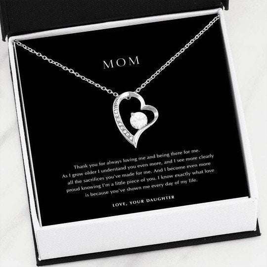 Mom Necklace, Thanks For Always Loving Me Black Forever Love Necklace For Mom Gifts for Mother (Mom) Rakva