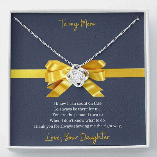 Mom Necklace, Thanks For Always Showing Me The Right Way Yellow Bow, Gift For Mom Necklace Gifts for Mother (Mom) Rakva