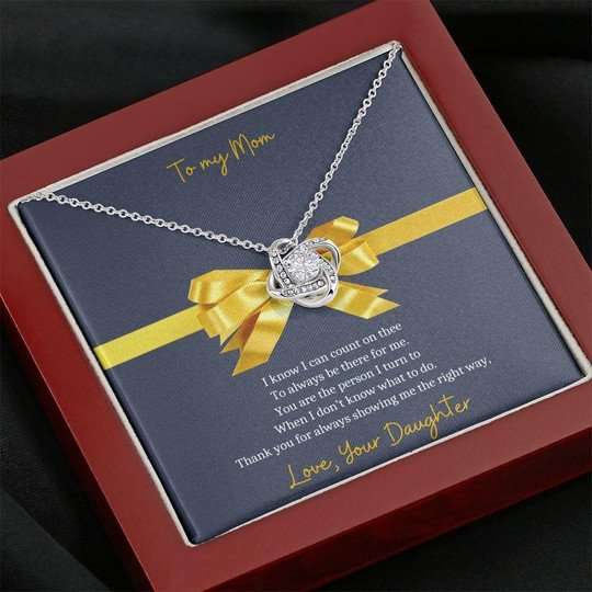 Mom Necklace, Thanks For Always Showing Me The Right Way Yellow Bow, Gift For Mom Necklace Gifts for Mother (Mom) Rakva