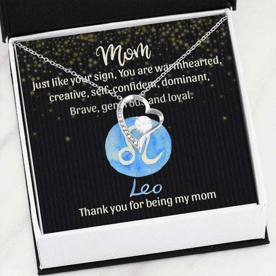 Mom Necklace, Thanks For Being My Mom Forever Love Necklace For Mom Who Belong Leo Zodiac Gifts for Mother (Mom) Rakva