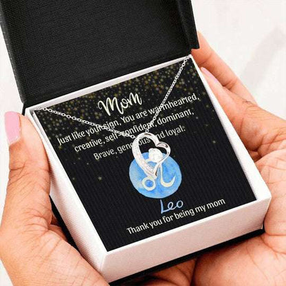 Mom Necklace, Thanks For Being My Mom Forever Love Necklace For Mom Who Belong Leo Zodiac Gifts for Mother (Mom) Rakva