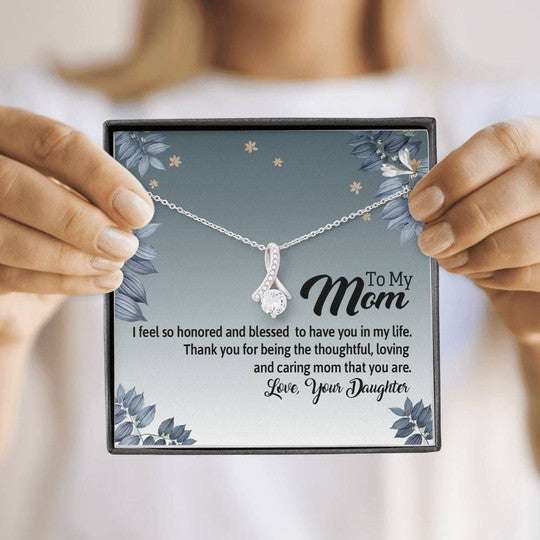 Mom Necklace, Thanks For Being The Most Loving And Caring Mom Gift For Mom Beauty Necklace Gifts for Mother (Mom) Rakva