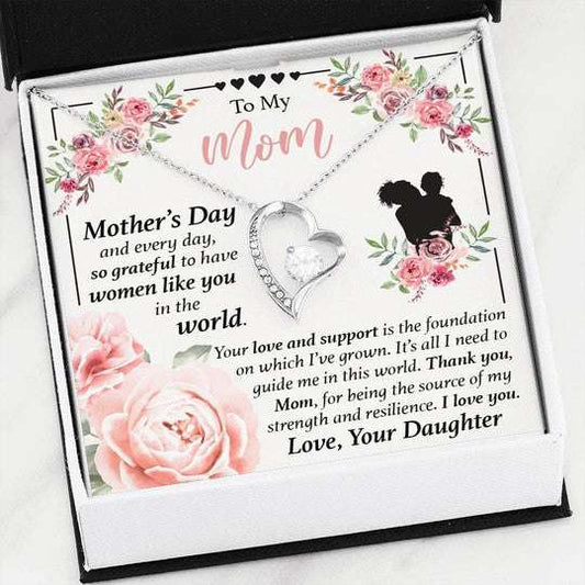 Mom Necklace, Thanks For Being The Source Of My Strength Forever Love Necklace For Mom Gifts for Mother (Mom) Rakva