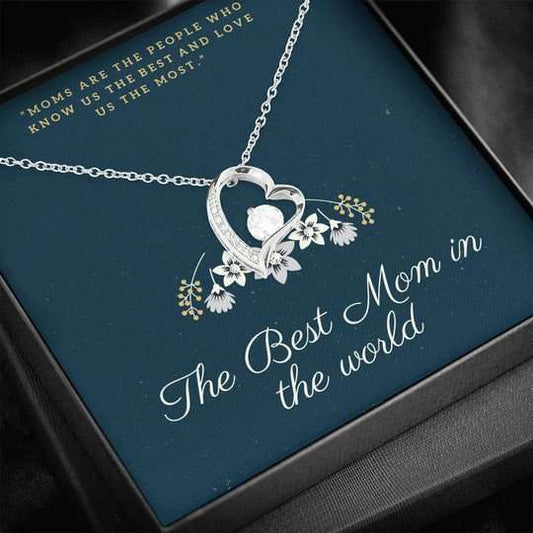 Mom Necklace, The Best Mom In The World Forever Love Necklace For Mom Gifts for Mother (Mom) Rakva