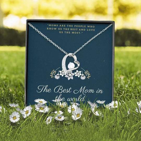 Mom Necklace, The Best Mom In The World Forever Love Necklace For Mom Gifts for Mother (Mom) Rakva