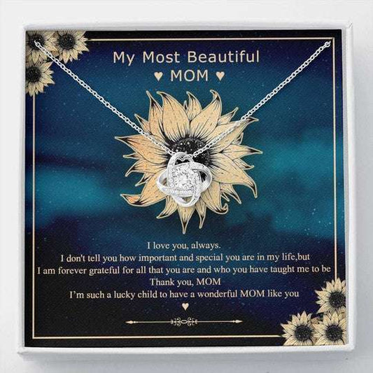 Mom Necklace, The Love Knot Necklace I Am Such A Lucky Child To Have You Gift For Mom Gifts for Mother (Mom) Rakva