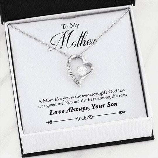 Mom Necklace, The Sweetest Gift From God Forever Love Necklace Gift For Mom Gifts for Mother (Mom) Rakva