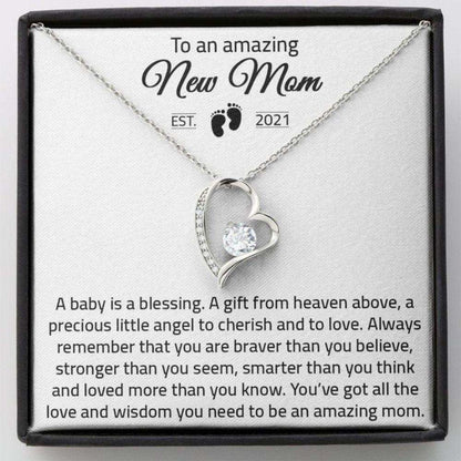 Mom Necklace, To An Amazing New Mom, You’Ve Got All The Love And Wisdom, Forever Love Necklace Gift For Mom Gifts for Mother (Mom) Rakva