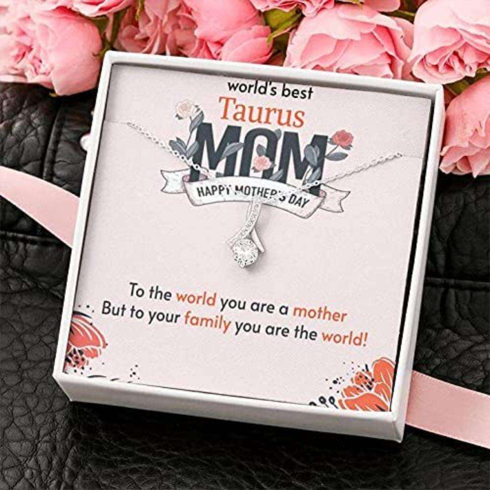 Mom Necklace, To Best Taurus Mom Necklace Gift “ You Are The World Necklace Gifts for Mother (Mom) Rakva