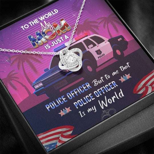 Mom Necklace, To Me That Police Officer Is My World Gift For Mom Love Knot Necklace Gifts for Mother (Mom) Rakva