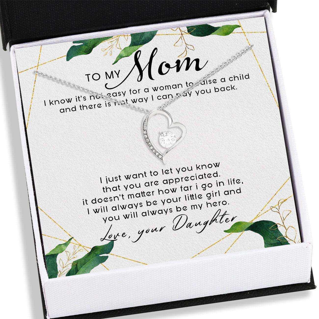 Mom Necklace, To Mom From Daughter Necklace Card Message “ Forever Love Necklace, Jewelry For Mom, Mother Gifts Gifts For Daughter Rakva