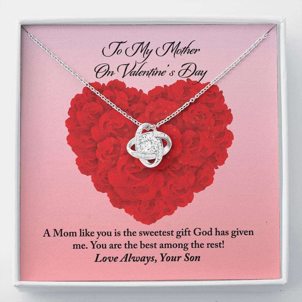 Mom Necklace, To Mother From Son Valentine’S Day Love Knot Necklace Gifts for Mother (Mom) Rakva