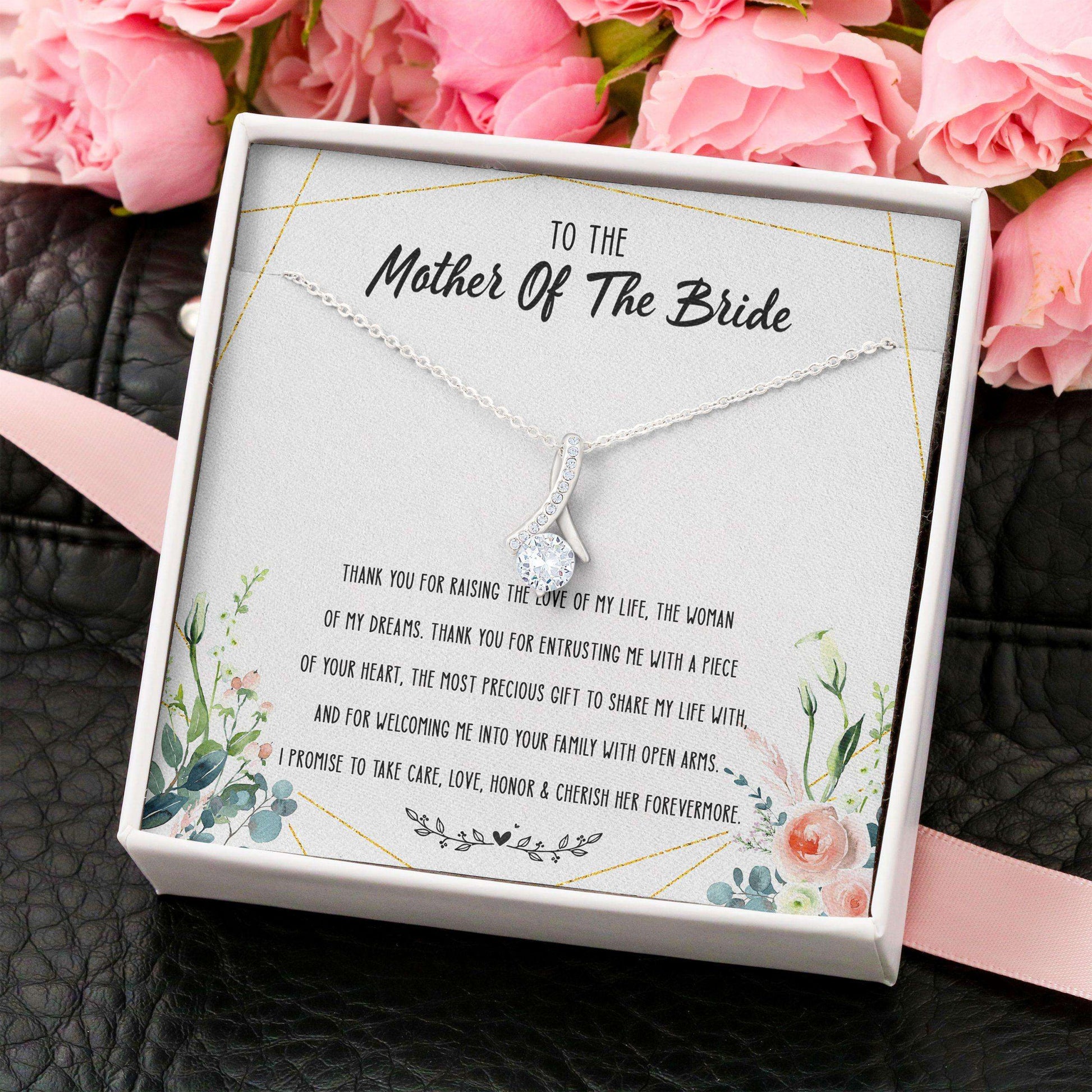 Mom Necklace, To Mother Of The Bride Gift Necklace With Box Message Card -Jewelry For Mother Of The Bride Wedding Gift Gifts for Mother (Mom) Rakva