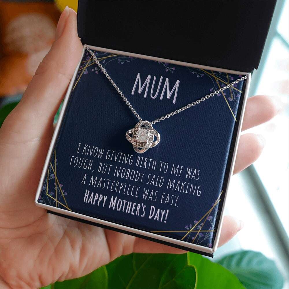 Mom Necklace, To Mum Mother’S Day Love Knot Necklace, Gift From Daughter Or Son For Karwa Chauth Rakva