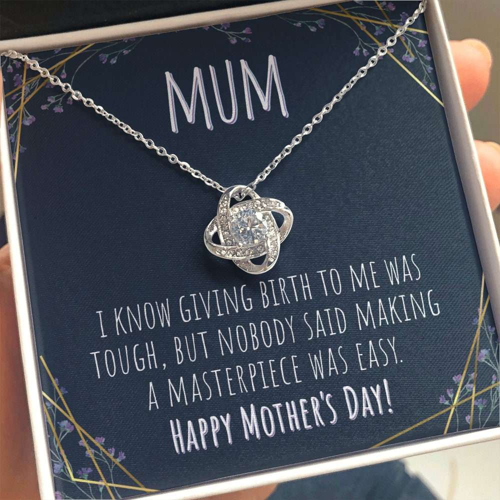 Mom Necklace, To Mum Mother’S Day Love Knot Necklace, Gift From Daughter Or Son For Karwa Chauth Rakva