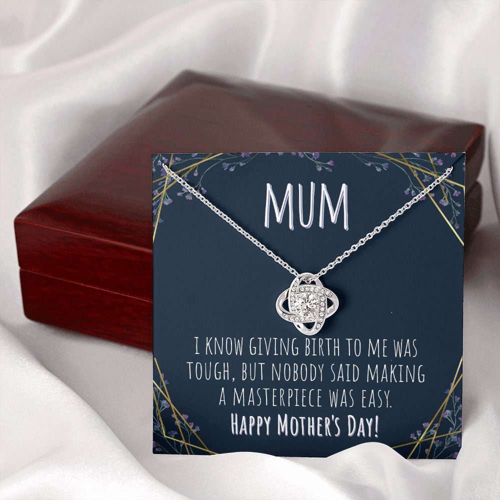 Mom Necklace, To Mum Mother’S Day Love Knot Necklace, Gift From Daughter Or Son For Karwa Chauth Rakva