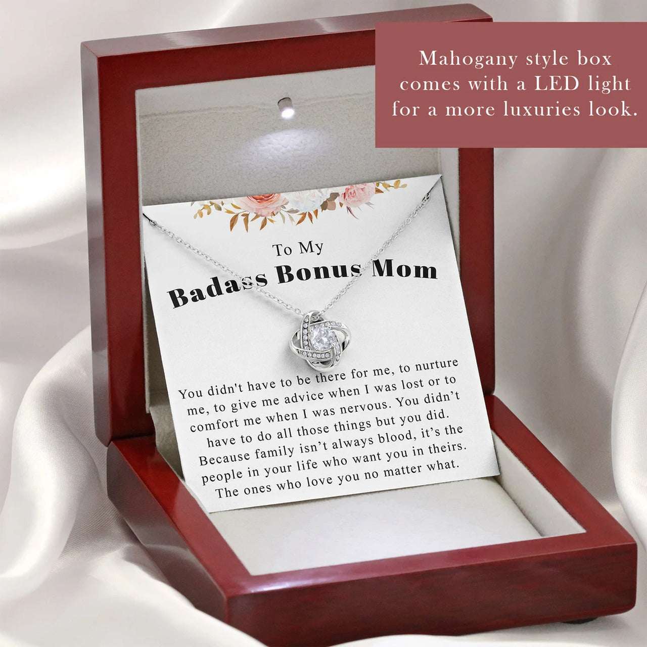 Mom Necklace, To My Badass Bonus Mom Necklace Stepmom Gift Gifts for Mother (Mom) Rakva