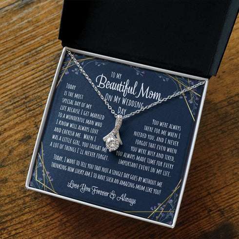 Mom Necklace, To My Beautiful Mom On My Wedding Day For The Mother Of The Bride Alluring Necklace From Daughter To Mother Gift Gifts For Daughter Rakva