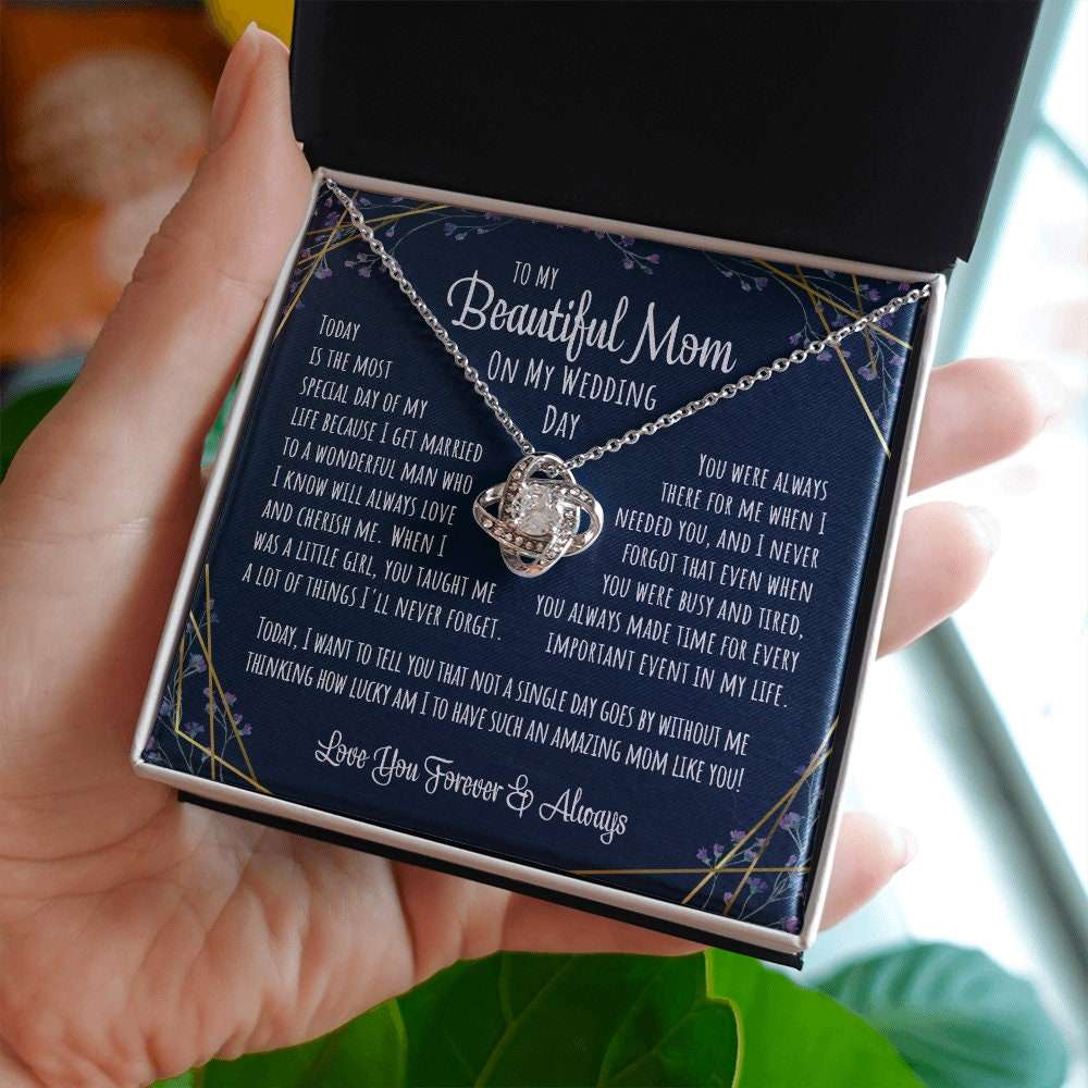 Mom Necklace, To My Beautiful Mom On My Wedding Day, Gift For The Mother Of The Bride Necklace From Daughter To Mother Gift For Karwa Chauth Rakva